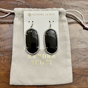 Large Kendra Scott Danielle Earrings in Black/Silver